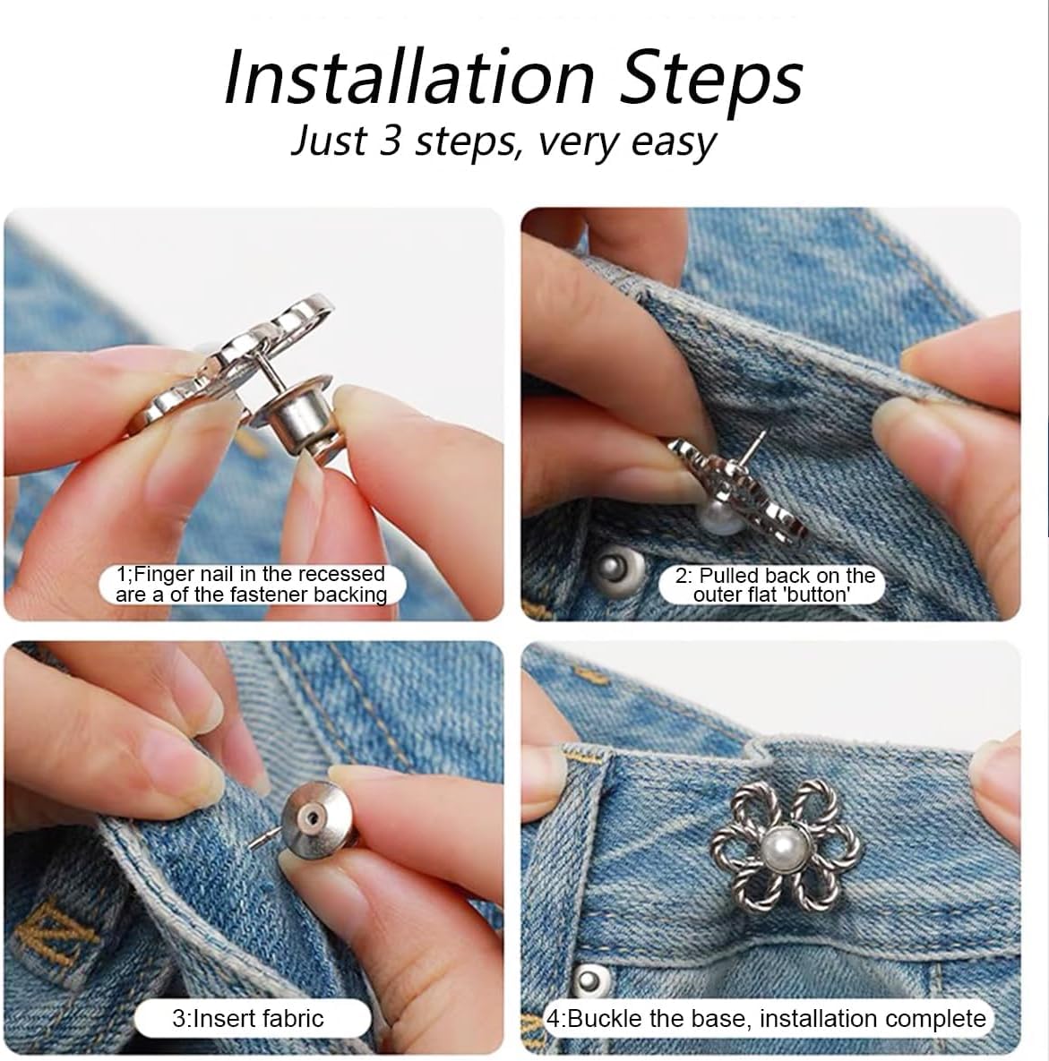 Waist Tightener No-Sew Buttons For Jeans & Pants - Adjustable Flower ...