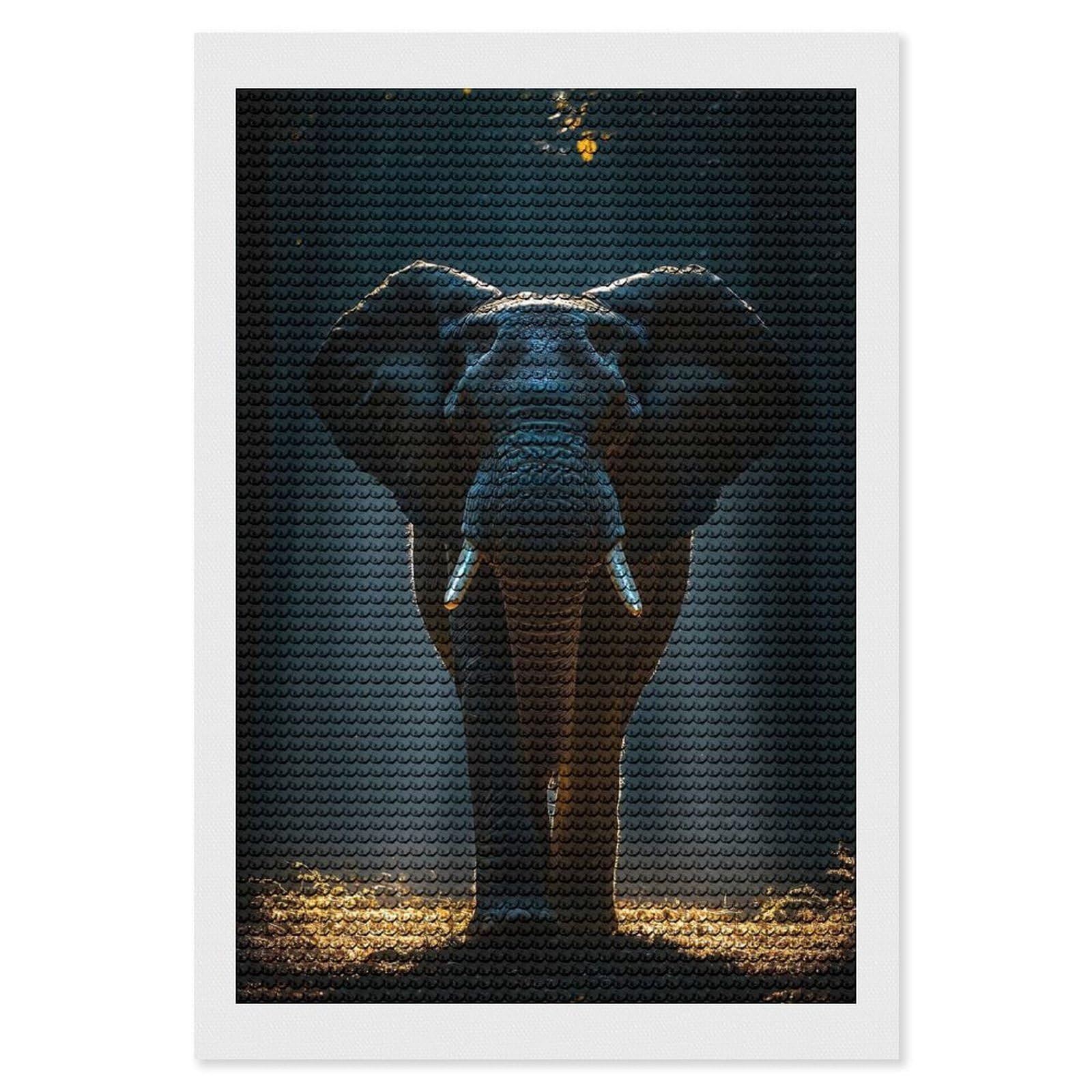 Junmoney Majestic Elephant in Forest Light Diamond Art Canvas 8"x12", for Adults, Pleasing Wall Art Project, Modern Decor, Gift Idea, Nice Detail and Sparkle
