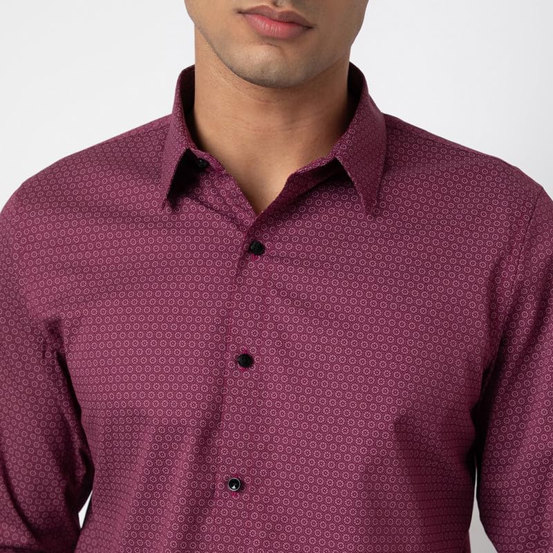 Image of MARK & ALBERT Men's Printed Full Sleeves Regular Fit Shirt Blue | 100% Cotton Stretchable Fabric