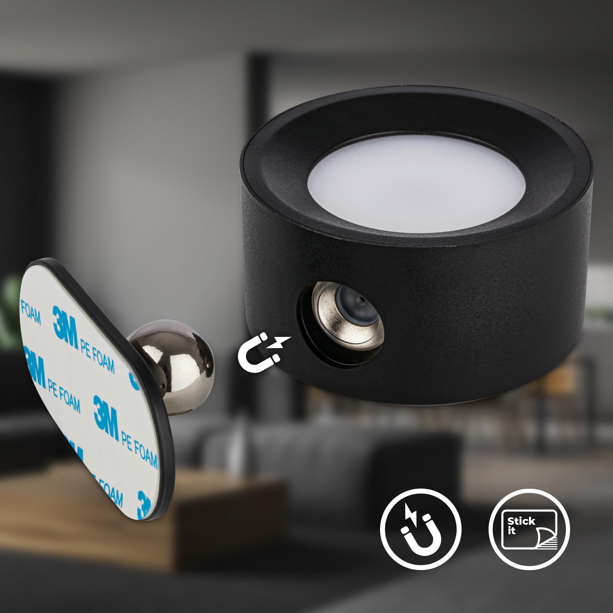 BRILONER, Wall Light, Cordless Stick On Bedside Lamp, Rechargeable, Portable Night Light, 360° Adjustable Spotlight, Dimmable - Image 4