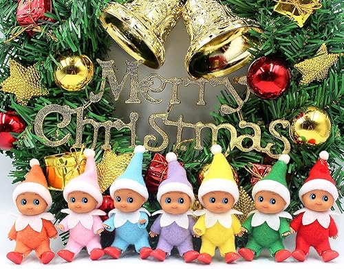 Miniatura 2 de WULEEUPER Muñeca elfo bebé de piel oscura, decoración en miniatura de Navidad, regalo para recién nacido, muñecas de crecimiento para bebés con pies