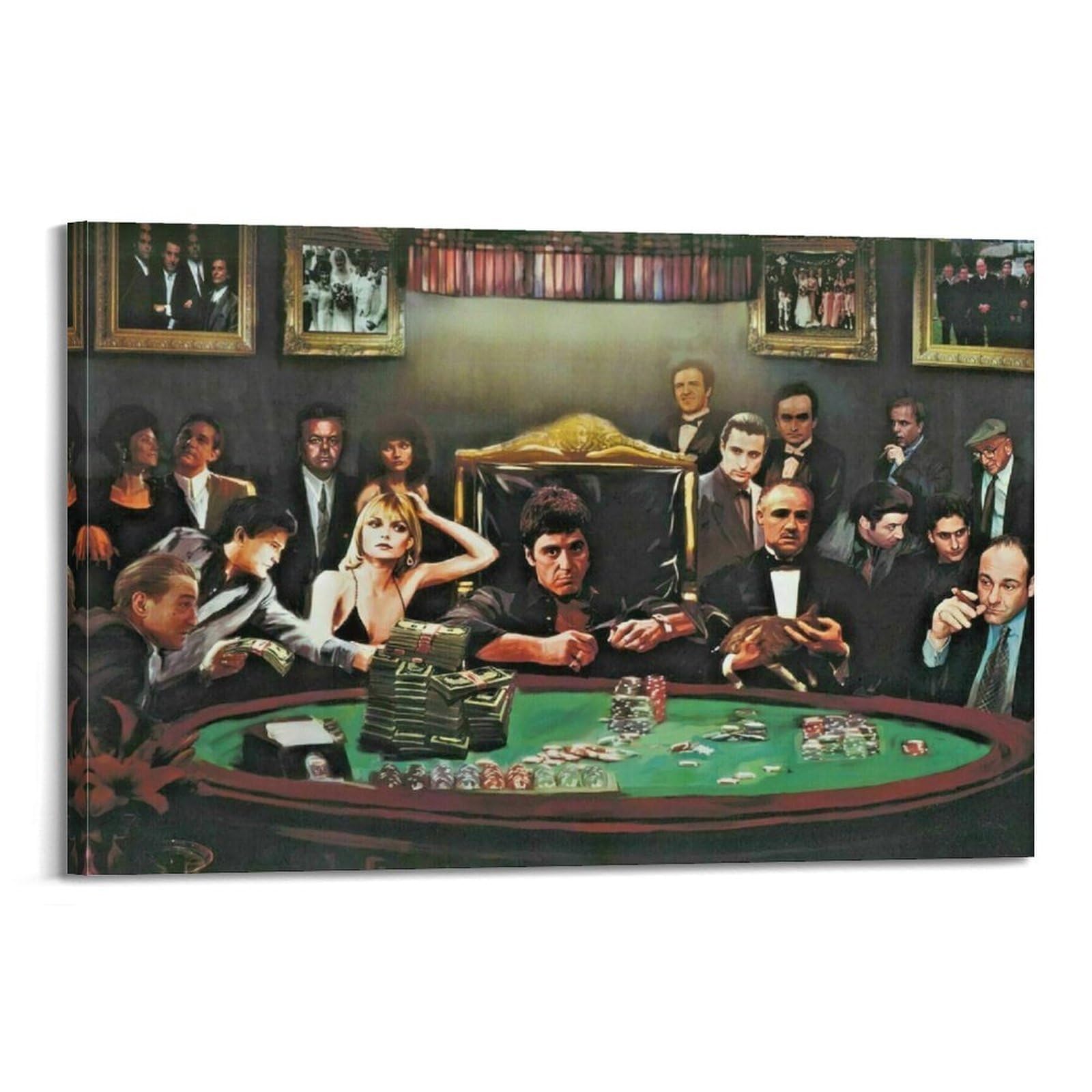 SUDANGDIANZI Scarface Poster Goodfellas Godfather Sopranos Vintage Movie Canvas Poster And Wall Art Modern Family Bedroom Gym Office Decor Gift 24x36inch(60x90cm) Frame-style