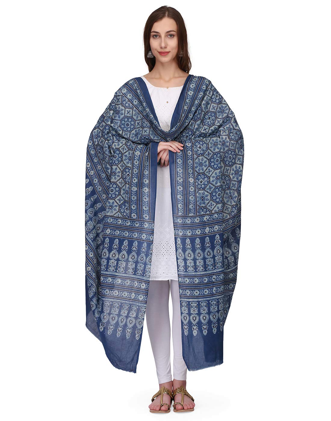 the weave traveller Handloom 2.5 Meters Ajrak Cotton Dupatta Natural Color Dyed For Women/Girl-picture-12