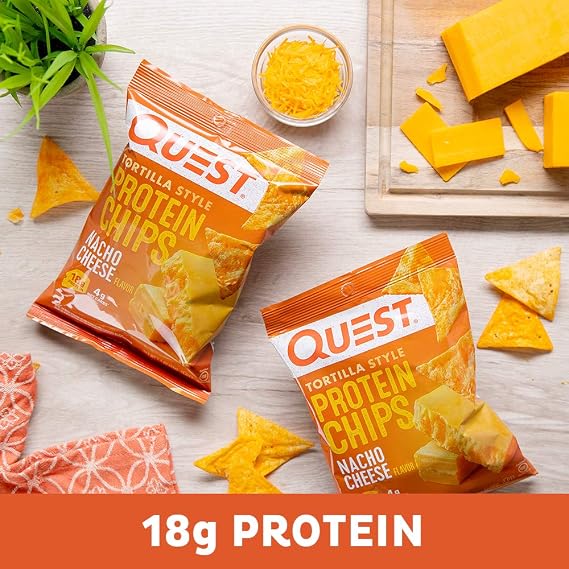 Quest Protein Chips Bundle - Cheddar & Sour Cream (Pack of 12) and Nacho Cheese Tortilla Style (Pack of 12)