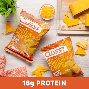 Quest Protein Chips Bundle - Cheddar & Sour Cream (Pack of 12) and Nacho Cheese Tortilla Style (Pack of 12)