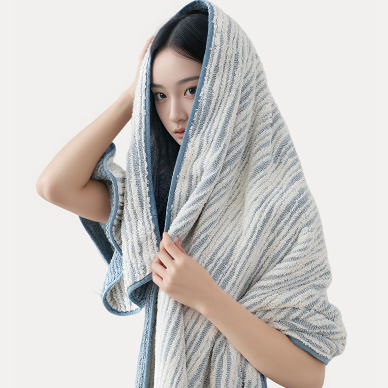Toalla de baño de algodón, suave y absorbente, toalla de cuerpo completo, felpa gruesa para baño, ducha en casa, spa, gimnasio, toalla envolvente cómoda de secado rápido