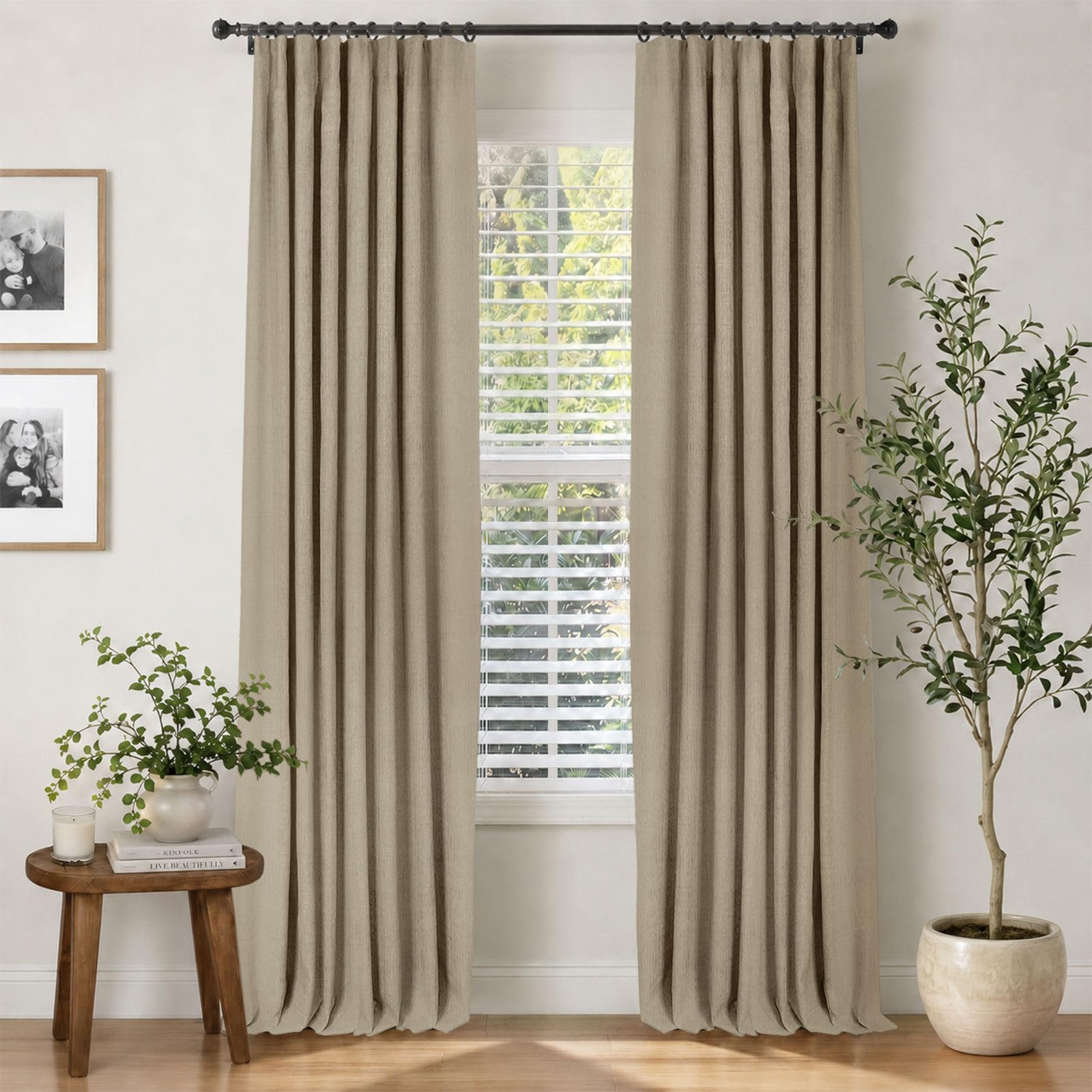 INOVADAY 100% Blackout Curtains for Bedroom Black Out Curtain 102 Inch Long