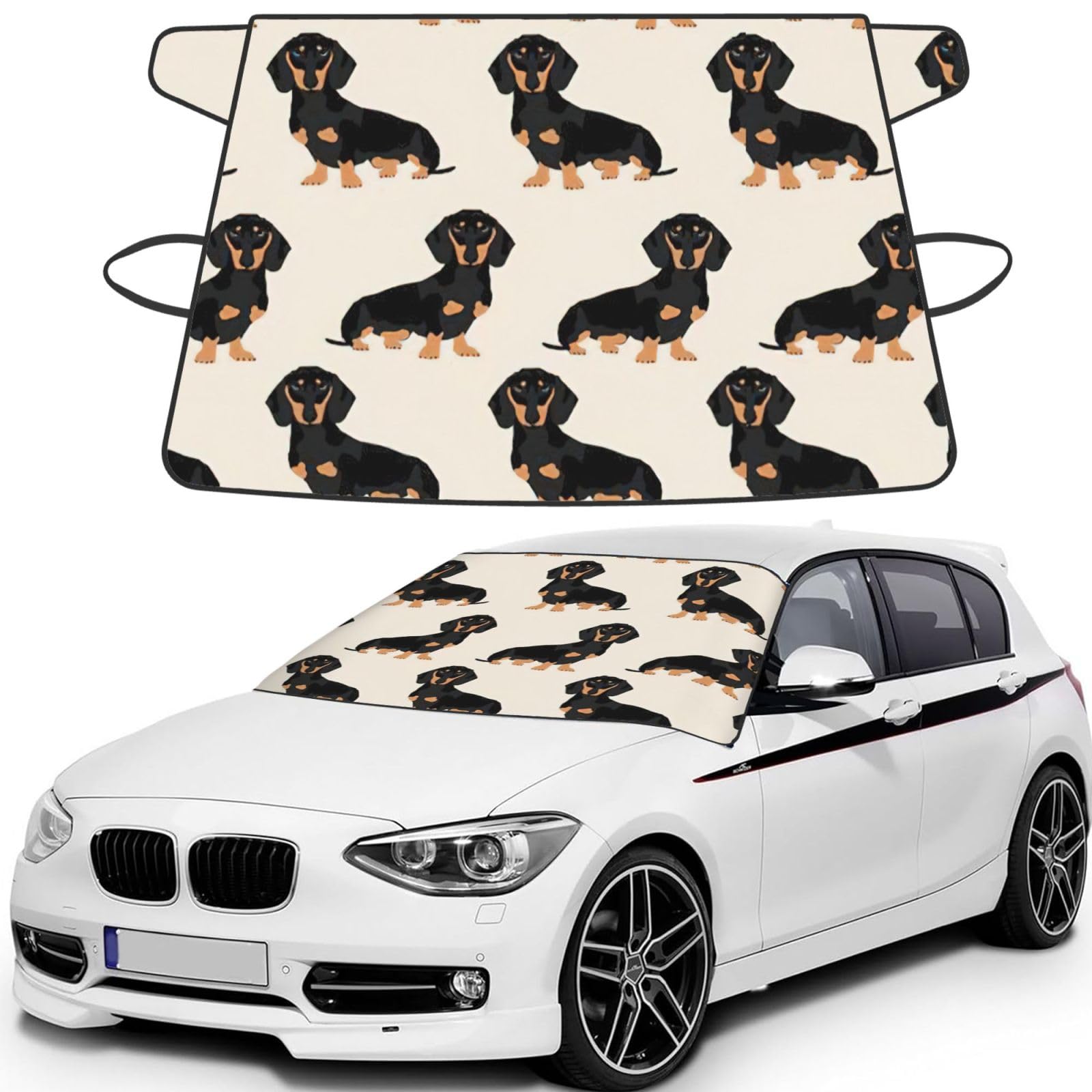 Protector de parabrisas contra hielo y sol para coche con correas de sujeción 7