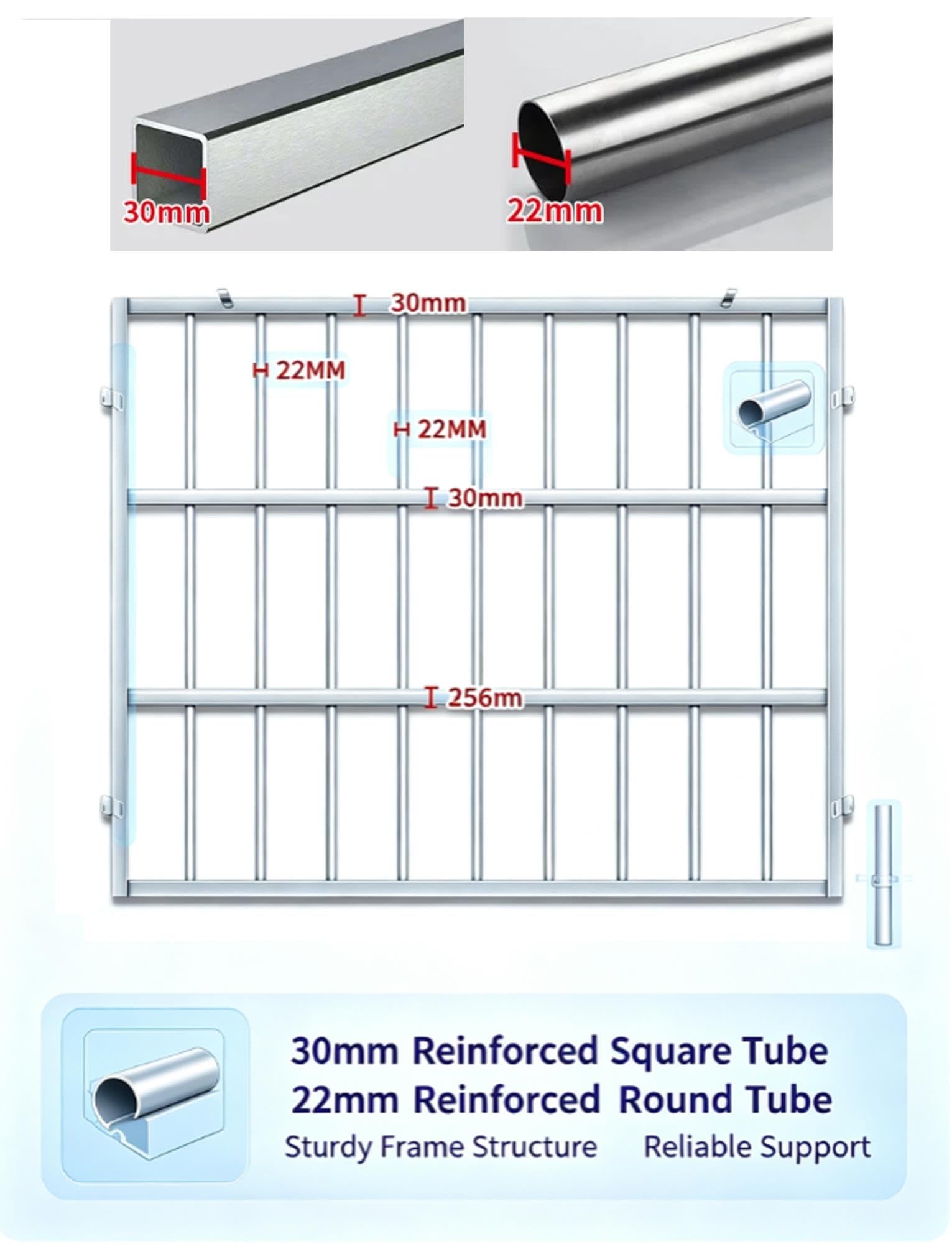 Barre sécurité fenêtre inox 201, grille anti-vol pour fenêtres et balcons