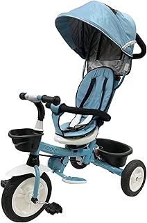 Nadle Blue Steer and Stroll Kids Trike for 2 Years Old 4 in 1 Up to 55Lb, 10-inch Wheels - coolthings.us