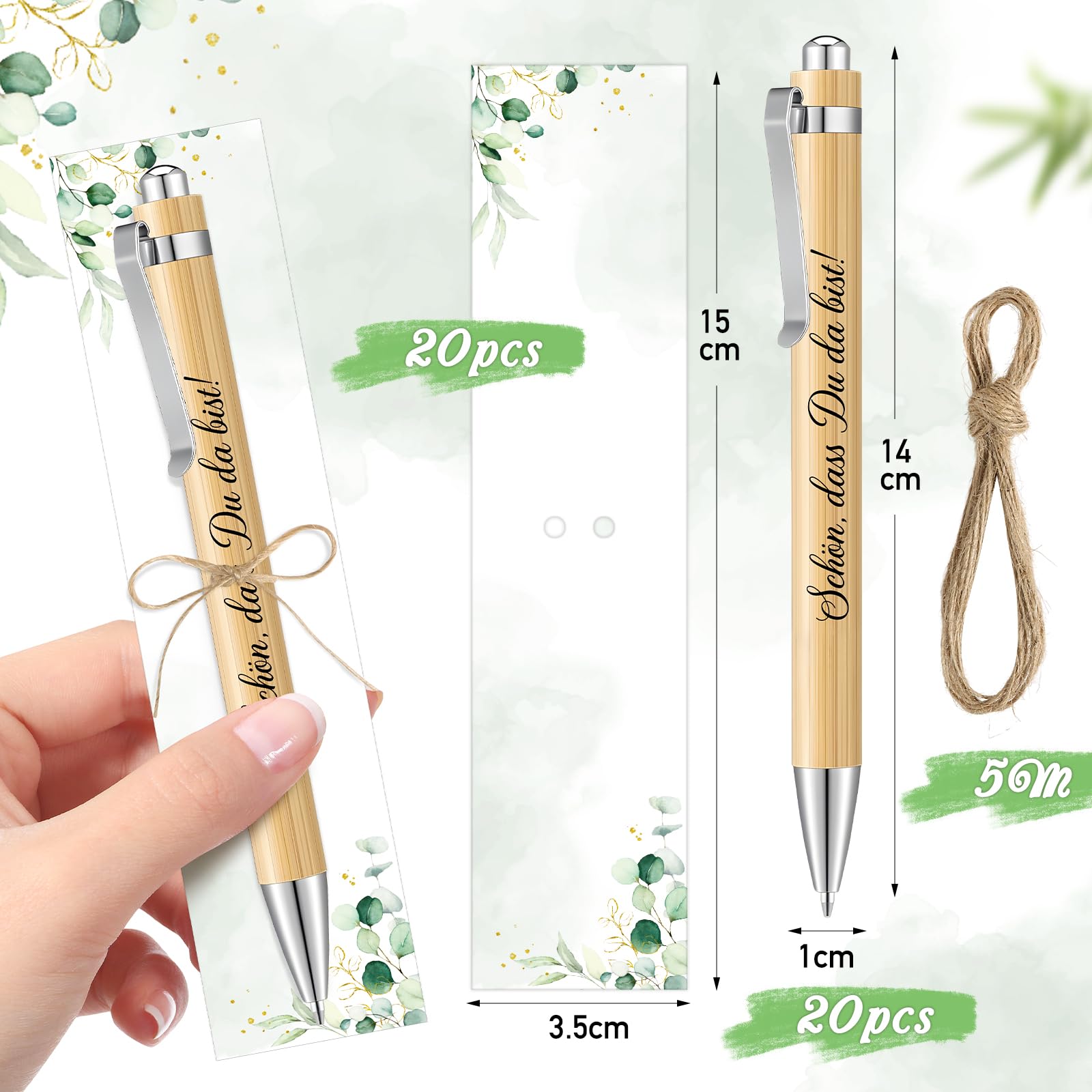 Tenare 50 Stifte Mit Spruch 'Schön, Dass Du Da Bist' – Holz-Kugelschreiber Als Gastgeschenk