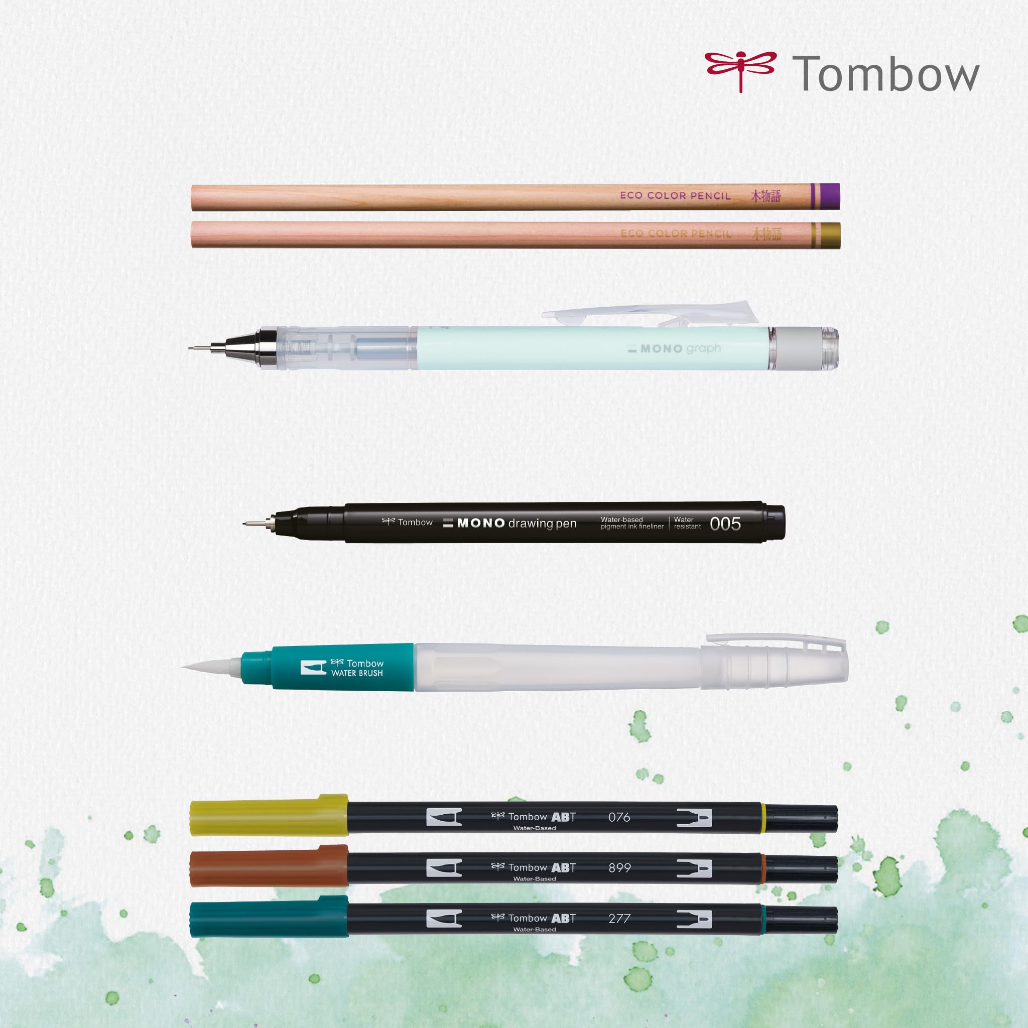 Tombow Urban Sketching Set Japan Edition, matite artistiche di alta qualità e istruzioni, pennelli e waterbrush per acquerelli, scatola in metallo per la conservazione [URBAN-SET2]