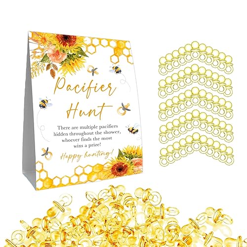Juego de chupetes para baby shower, juego de mini chupetes para baby shower, 50 piezas de mini chupetes amarillos decoración para baby shower,