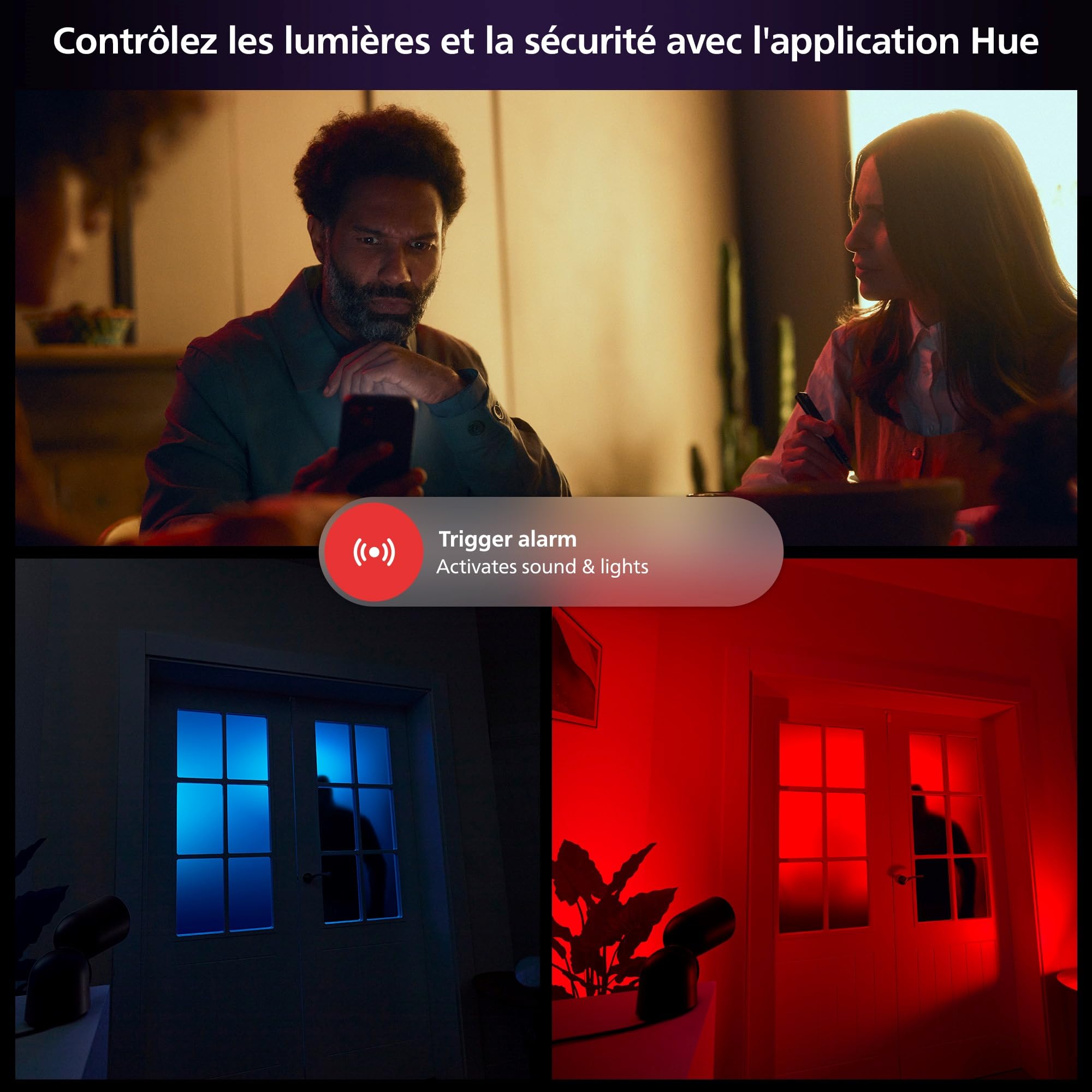 Philips Hue Secure, Caméra HD 1080P sans Fil, Utilisation intérieure ou extérieure, contrôle avec Une Seule Application, Blanc