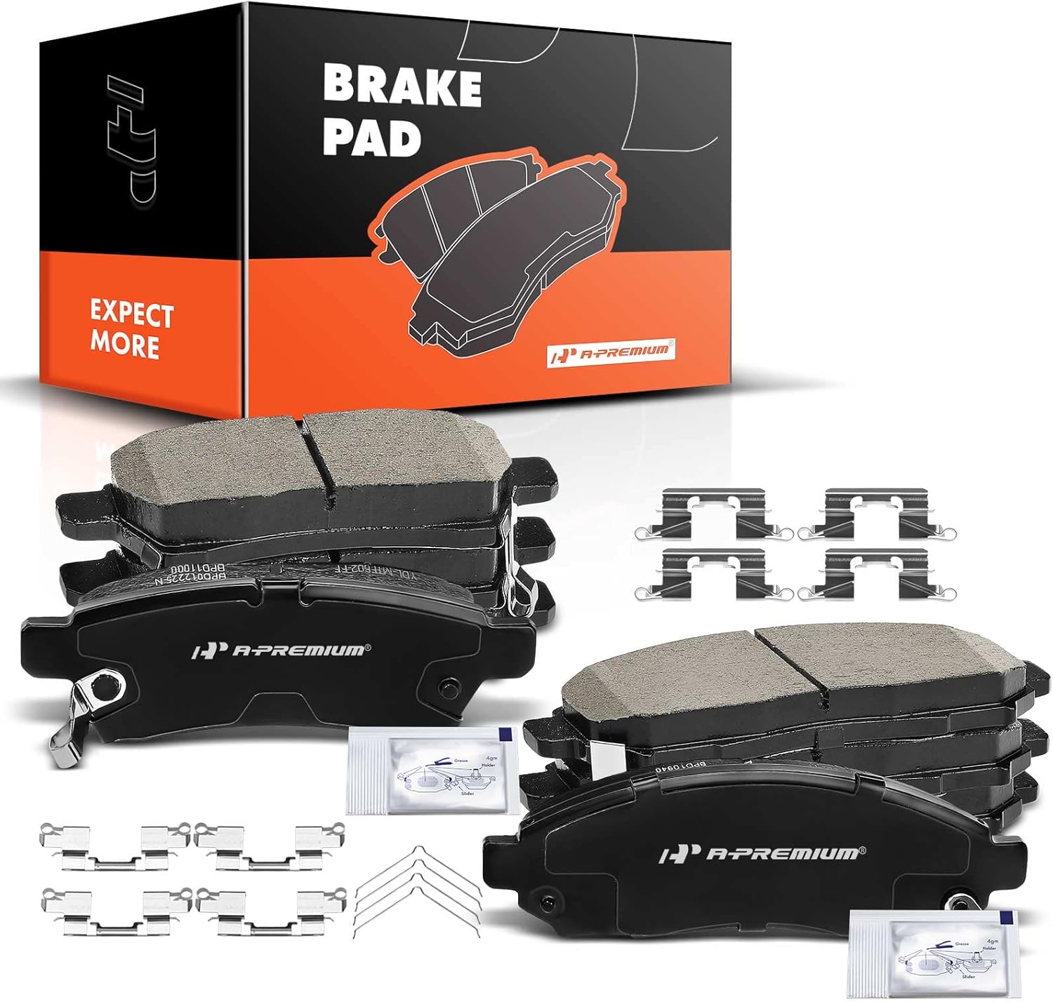 A-Premium Front and Rear Ceramic Brake Pads Set Compatible with Nissan and Suzuki Models - Frontier 2005-2019, Xterra 2005-2015, Equator 2009-2012, with Hardware, 8-Pack