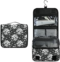 Vista 7 de Neceser colgante con calavera y mariposa de llama, bolsa de maquillaje de viaje para artículos de tocador, organizador de artículos de aseo portátil