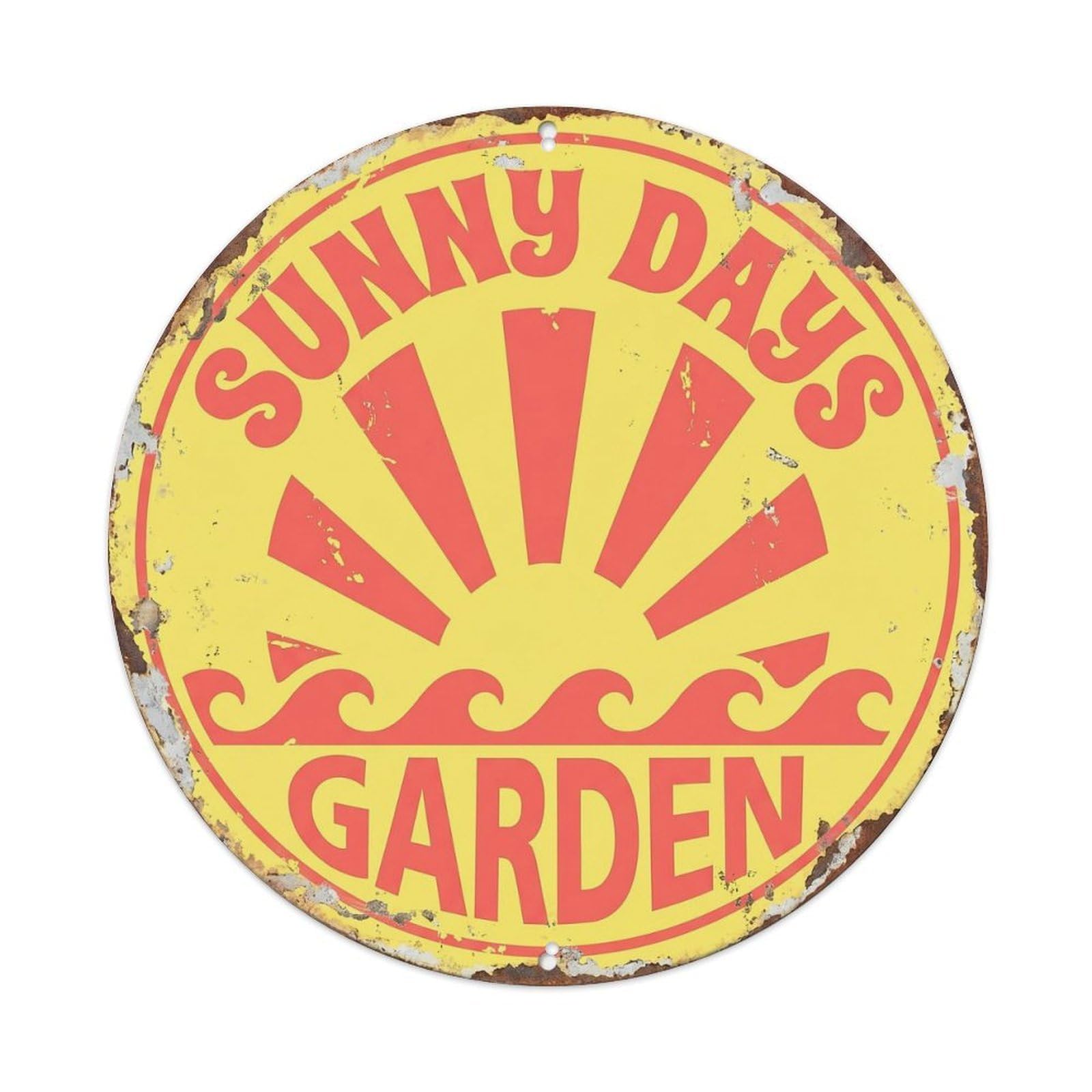 Yrnq Vintage Style Sunny Days Garden Vintage Metal Tin Sign Plaque Wall Decor For Cafe, Club, Garden Round Metal Poster 8X8inch