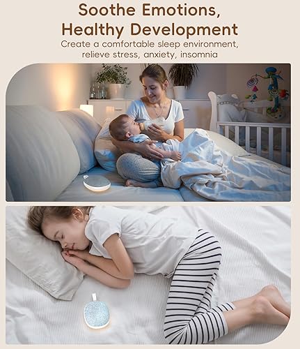 Miniatura 5 de Máquina portátil de sonido de ruido blanco calmante para dormir para bebé, altavoz Bluetooth, batería recargable, temporizador de 4 velocidades, 6