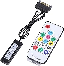 LEDdess Mini ARGB RF Controller Kit for Rainbow Fans, PC Rainbow led Strip (5V, 3Pin ADD Header, 14 Key Remote, SATA Power, B Series)