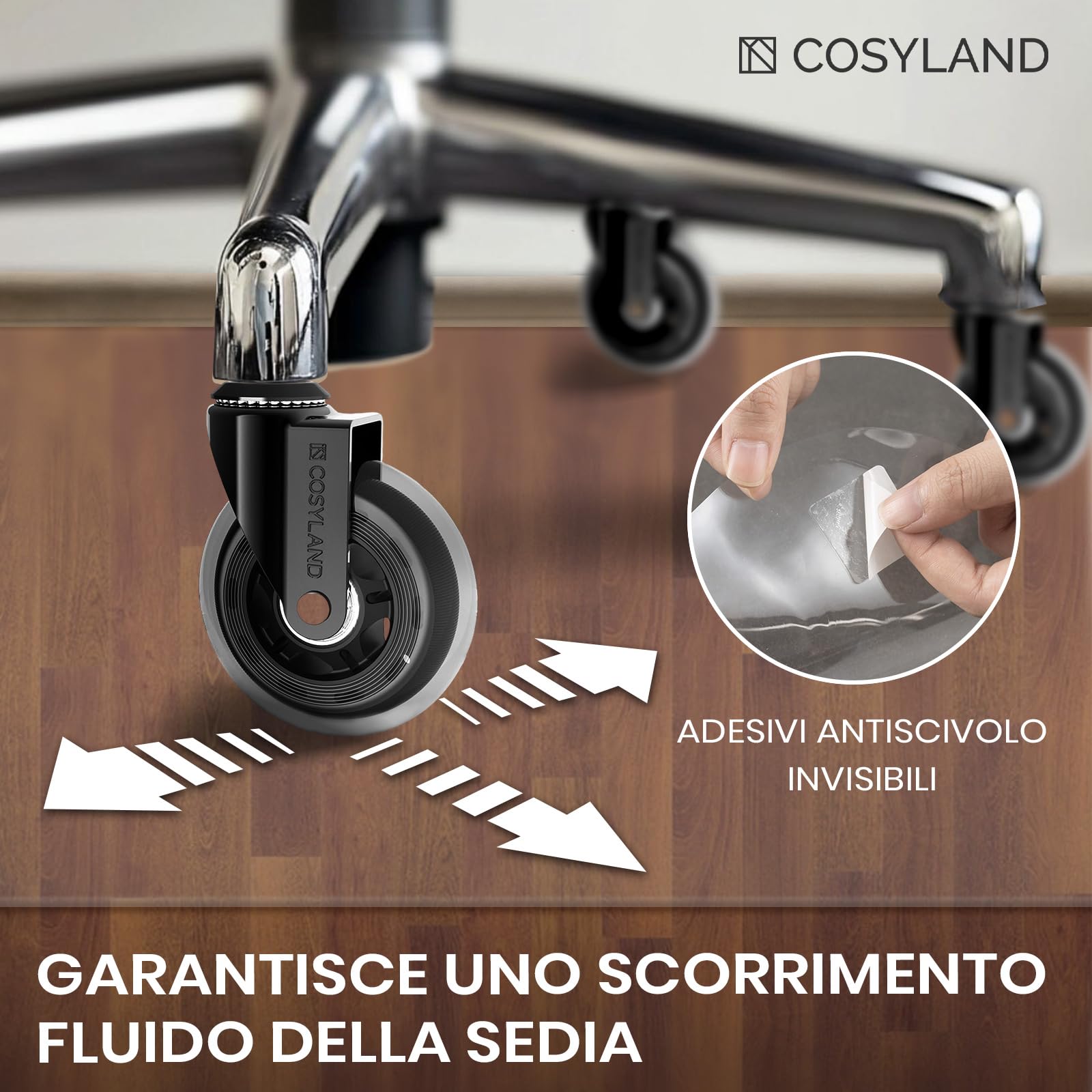 COSYLAND Tappeto trasparente salva parquet in PVC, Tappeto sedia ufficio antiscivolo, facile da pulire, compatibile con tutti i pavimenti tranne moquette - 100 x 120 cm aggiornamento