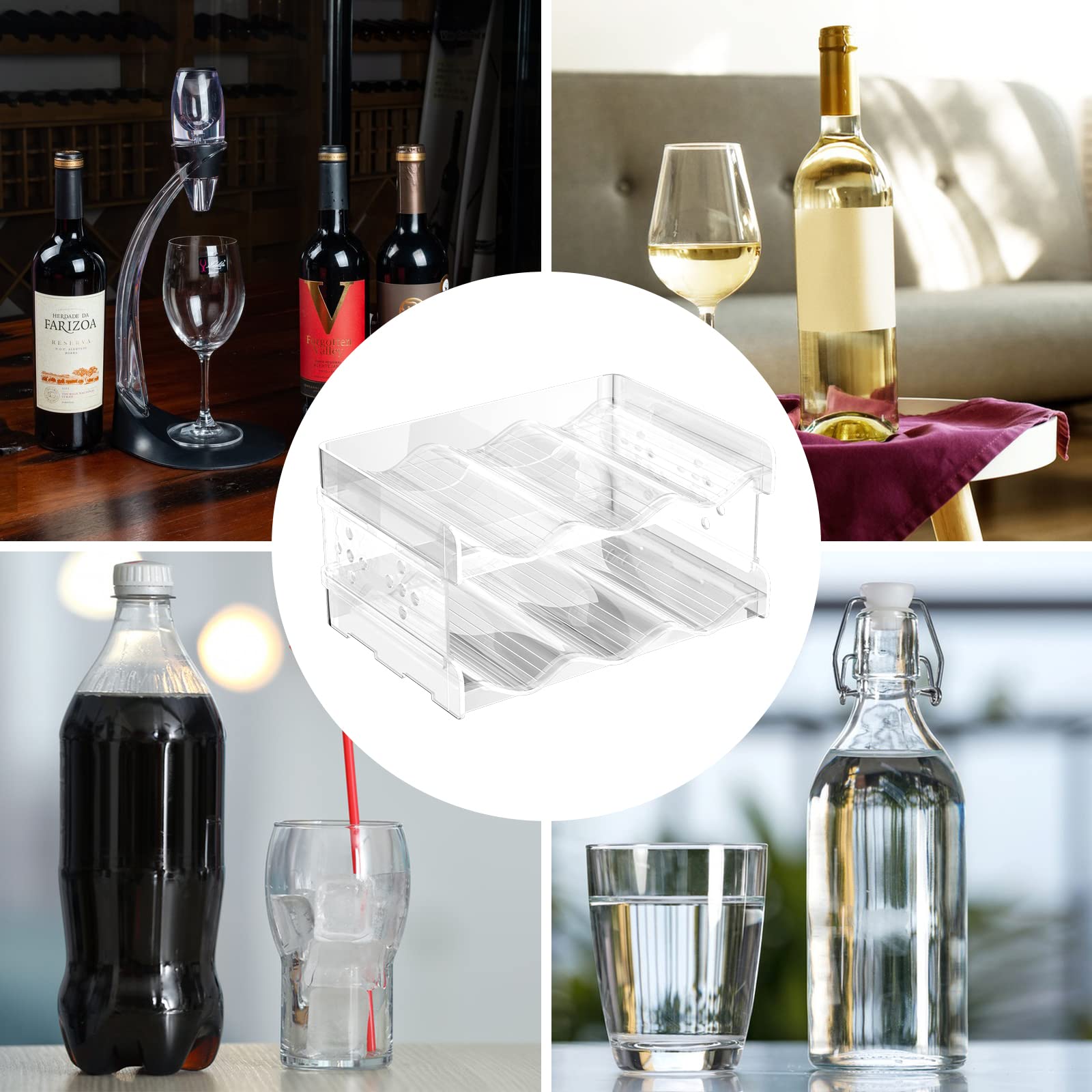 Relota Juego de 2 Piezas Botellero Apilable, Botellero Cocina, Wine Rack Standing, Vino Apilable, Botelleros para hasta 6 Botellas, Adecuado para Armarios, Frigoríficos, Salones — view 7