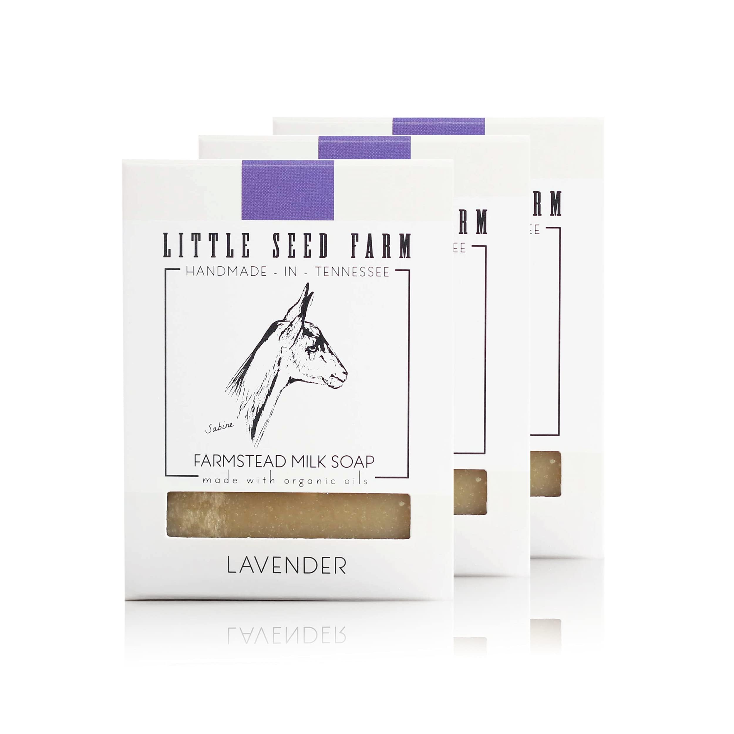 Little Seed Farm Organic Goats Milk Soap 3 Pack of Lavender Facial and Body Soap Bars Natural Handmade