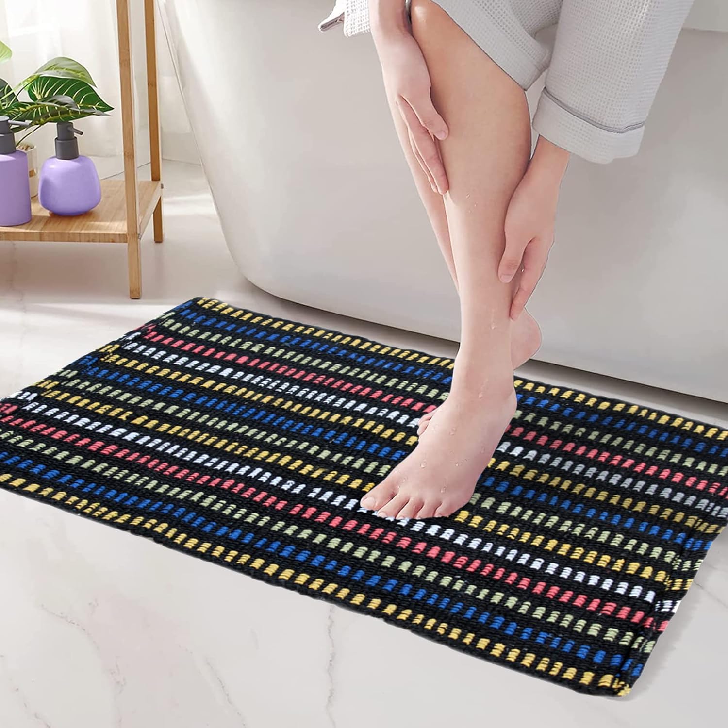KETOSTICS Door Mat Set of 3, Anti-Skid Cotton Blend Kitchen Rugs, 60 x 40 cm, Multi Color Mix N Match Design, Best Kitchen Accessories Items for Home & Bathroom, Perfect Door mats for Home Combo-image-24
