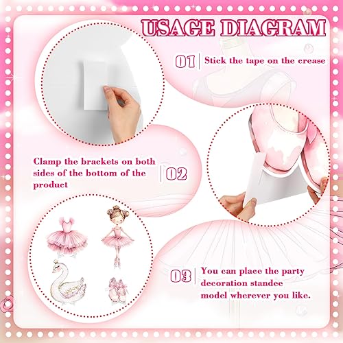 Miniatura 3 de Honoson 4 piezas grandes de cartón de bailarina de 24 x 32 pulgadas, carteles de fiesta de bailarina rosa, decoración para baby shower, boda,