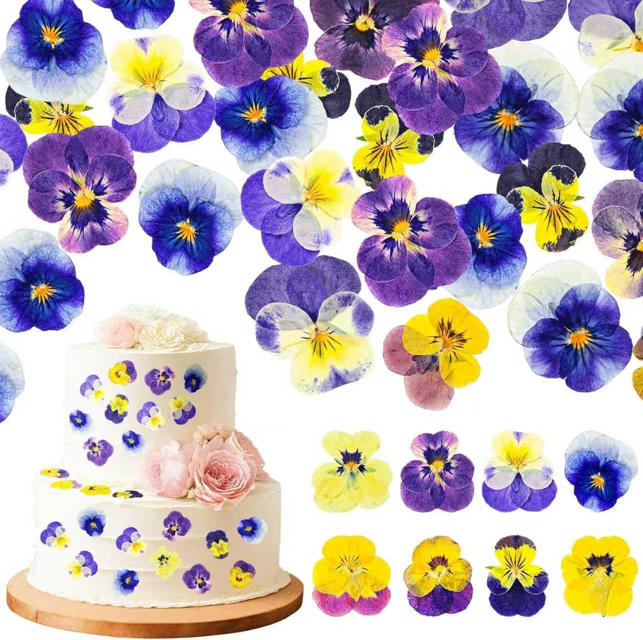 40 Pcs 8 Kinds Natural Dried Pressed Edible Flowers for Cake Topper Decorating - Mix Viola Tricolor for Cupcake Toppers, Cocktails, Resin Jewelry Making, DIY Art Crafts