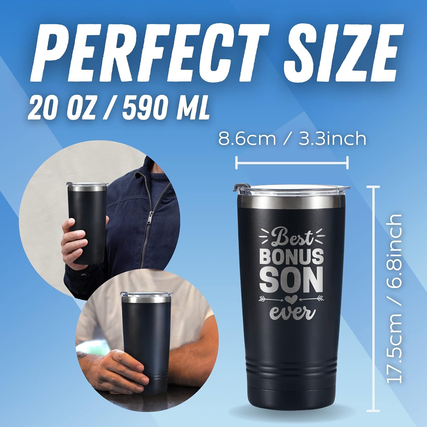 Onebttl Bonus Son Gifts from Stepmom Stepdad - Best Bonus Son Ever 20oz Tumbler - Sentimental Stepson Birthday Graduation Gift