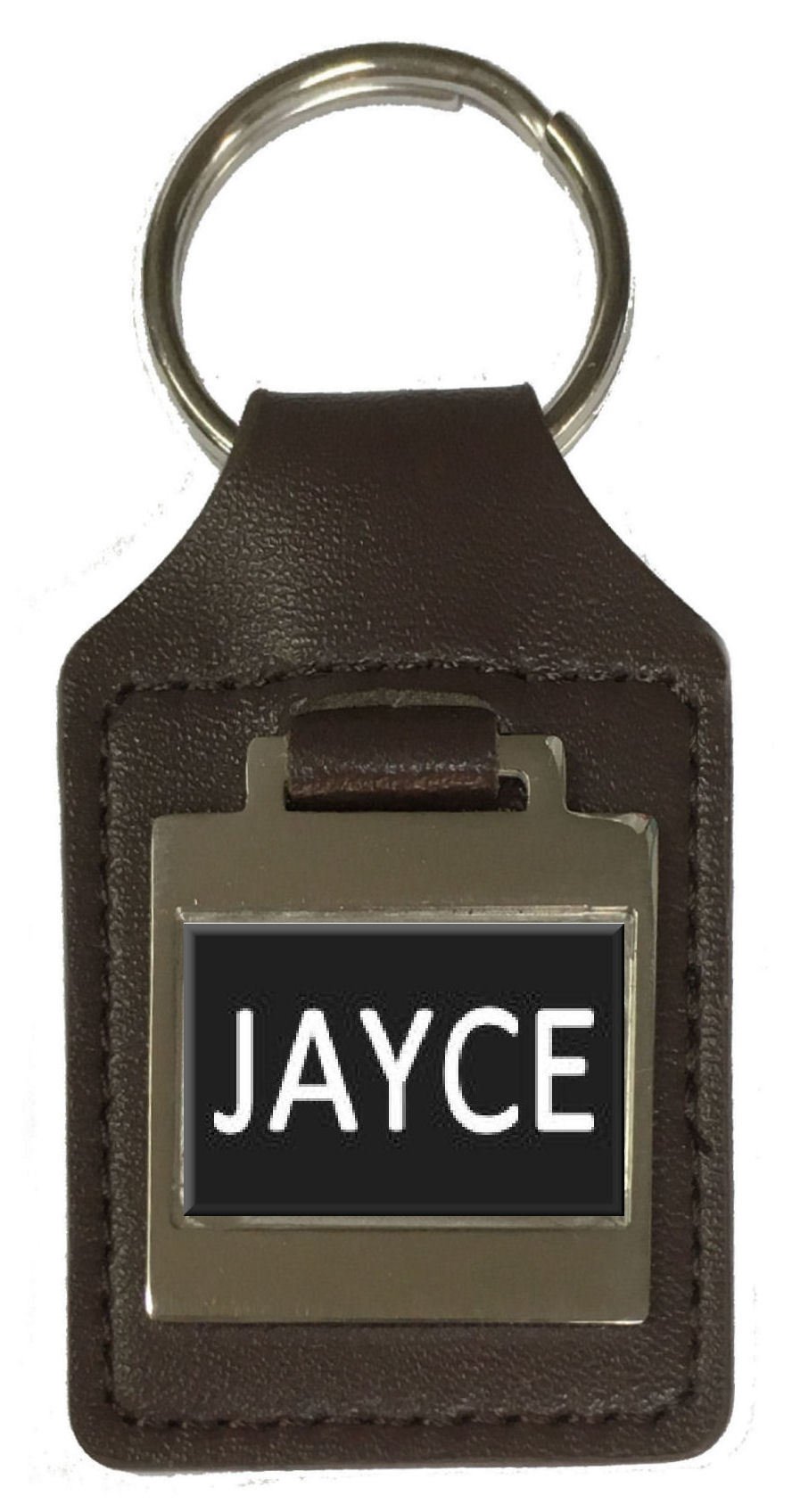 Llavero de cuero con nombre de cumpleaños grabado opcional, Jayce, plata, talla única, plateado, talla única