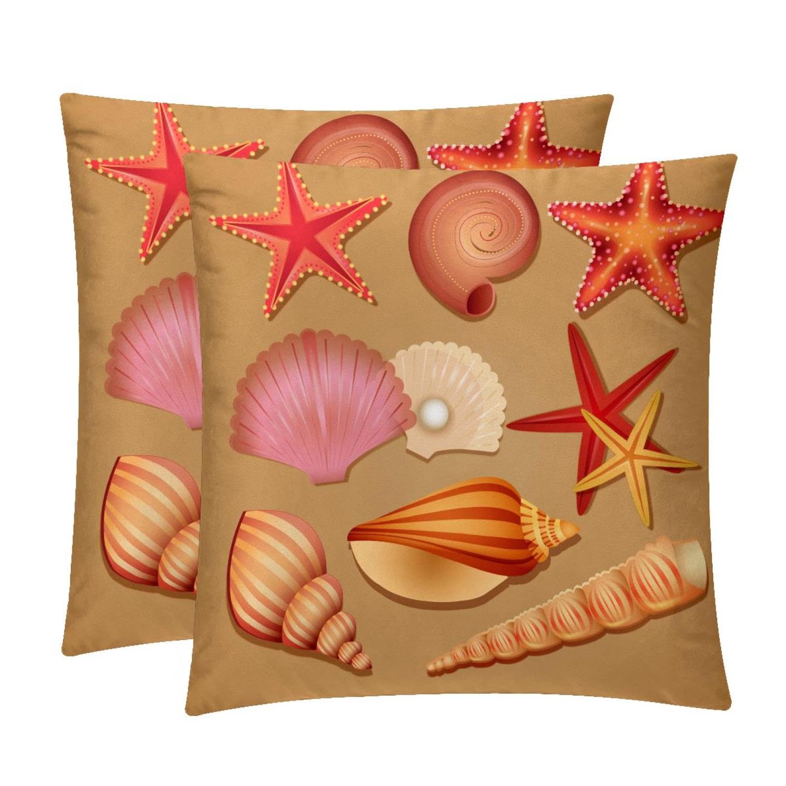TDGKPZ Shells Starfish Throw Pillow Covers 2 Pack Cushion Cases Decorative Pillow Cases Home Decor 40x40cm