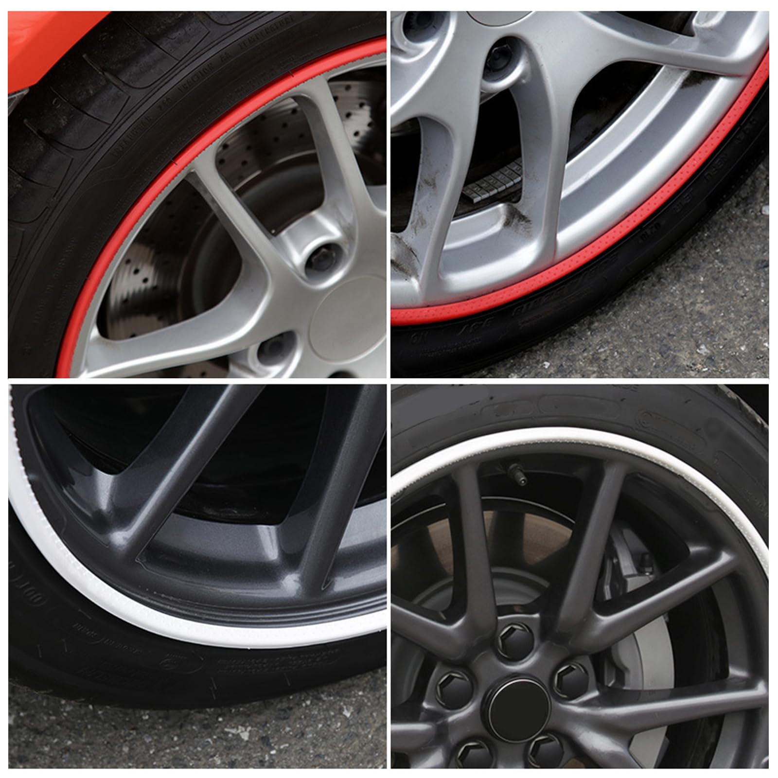 Anneau de Protection pour Jantes de Voiture,Ensemble de 4 Protecteurs de Jante de Bord de Roue,Fabriqué en Nylon de Haute Qualité,ce ProtèGe-Jante Convient à la Plupart des Berl(Size:21in,Color:Rouge)