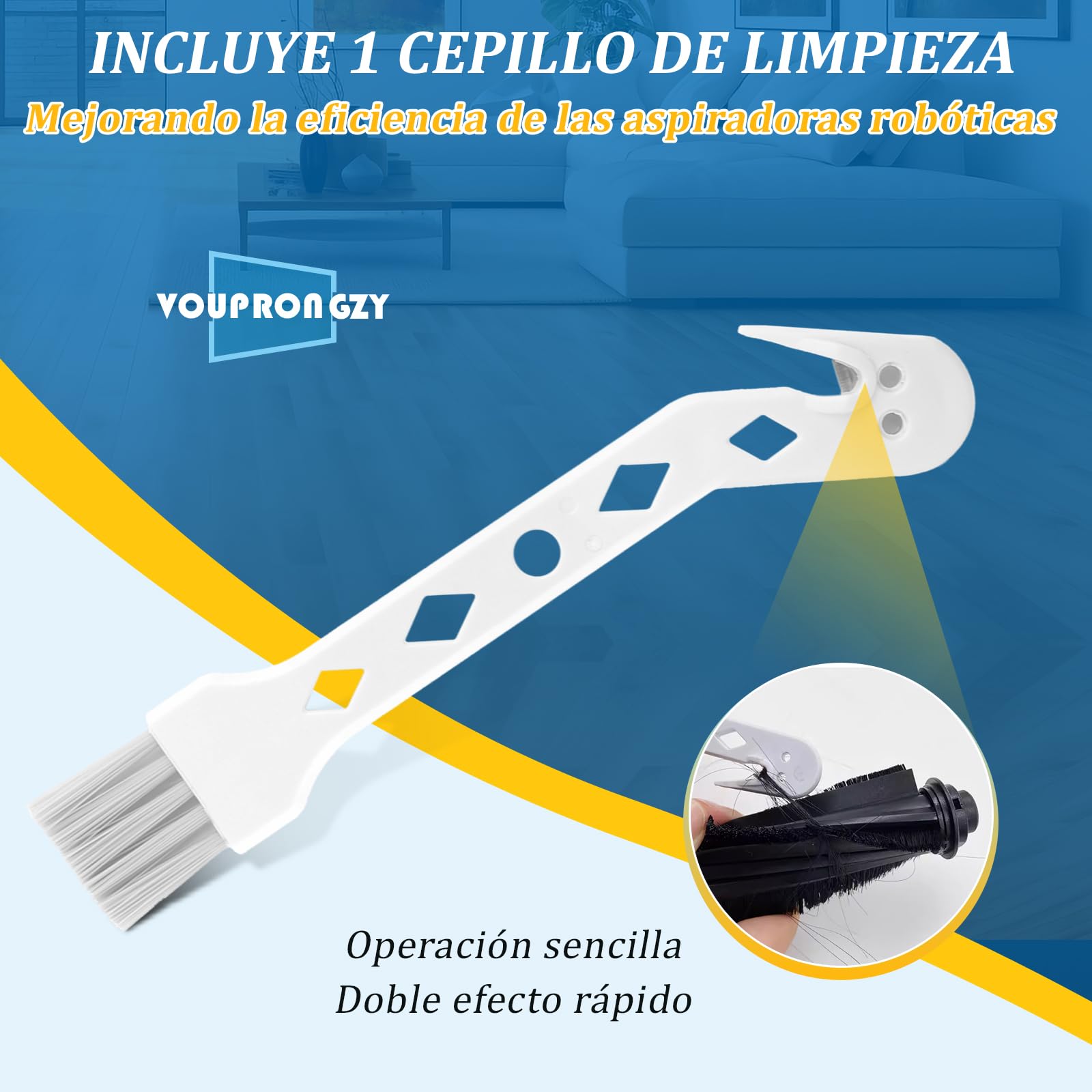 Para Xiaomi Robot Vacuum Mop 2S/ Mop P/Mop Pro/S12 /S10 EU T12 B106GL Repuesto Accesorios con 2 Cepillo Principal, 6 Cepillos Laterales, 4 Filtros Hepa, 5 Paños Fregado Accessory