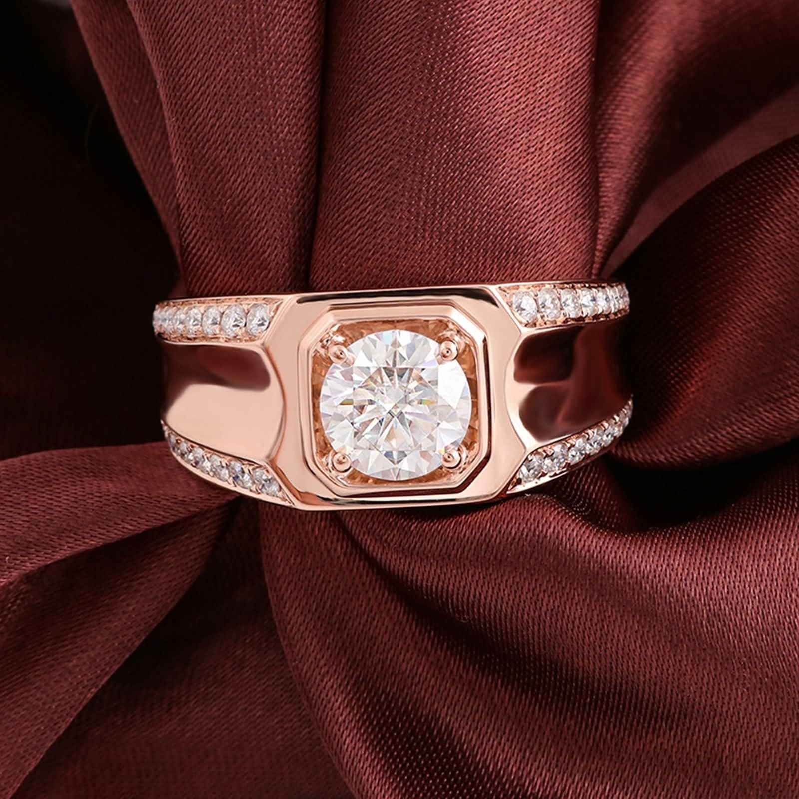 Wycian Anillos De Compromiso Anillo De Compromiso Mujer Moissanita Oro Rosa De 14 Quilates Anillo Redondo De 4 Puntas con Moissanita Tamaño 9,5 Moda Para Hermana Cumpleaños Joyas