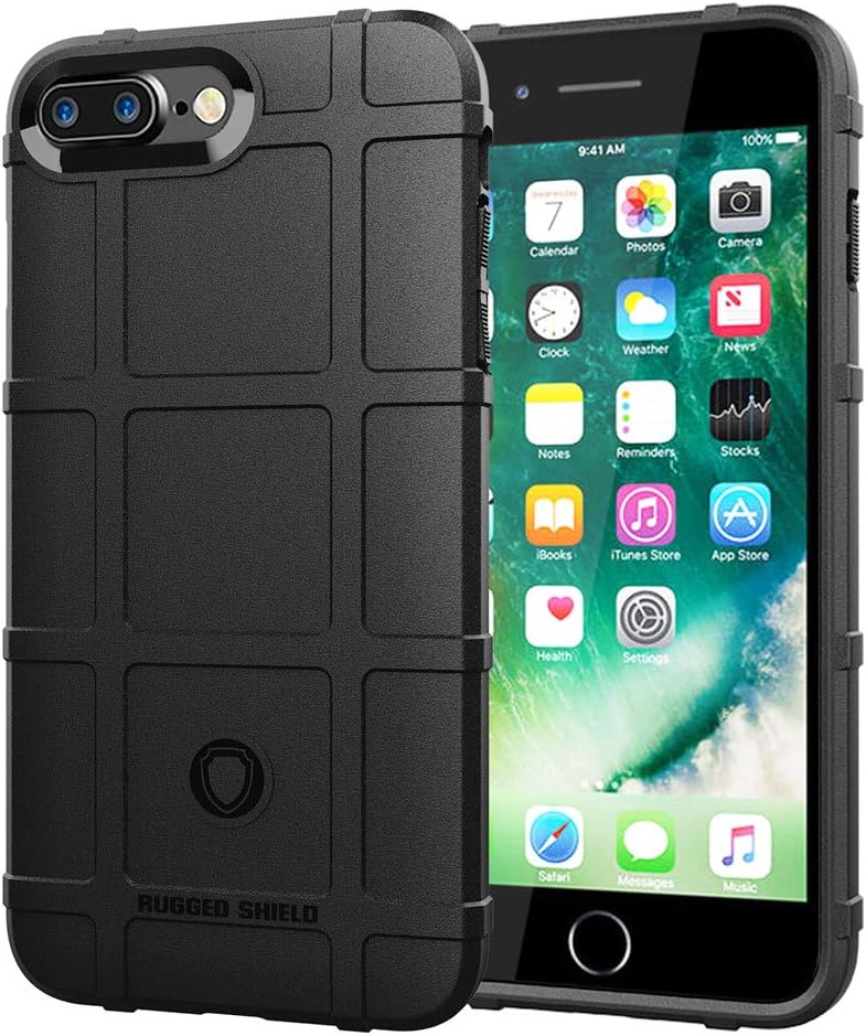 LABILUS iPhone 8 Plus case, iPhone 7 Plus case, (Rugged Shield Series) TPU Thick Solid Armor Tactical Protective Cover Case for iPhone 8 Plus(2017), 7 Plus(2016) - Dark Black