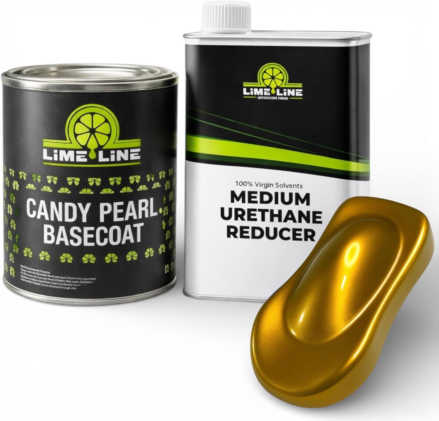 Automotive Candy Pearl Basecoat + Reducer Quart Combo Kit - Mix 1:1 - Makes 2 Quarts Sprayable - Clearcoat Required (Butterscotch Gold)