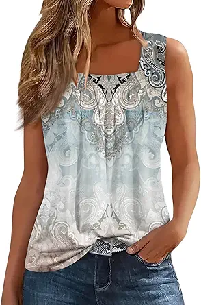 Spring Summer Plus Size Dressy Tank Tops for Women 2025 Womens Workout Floral Boho Beach Sleeveless Shirts Blouses
