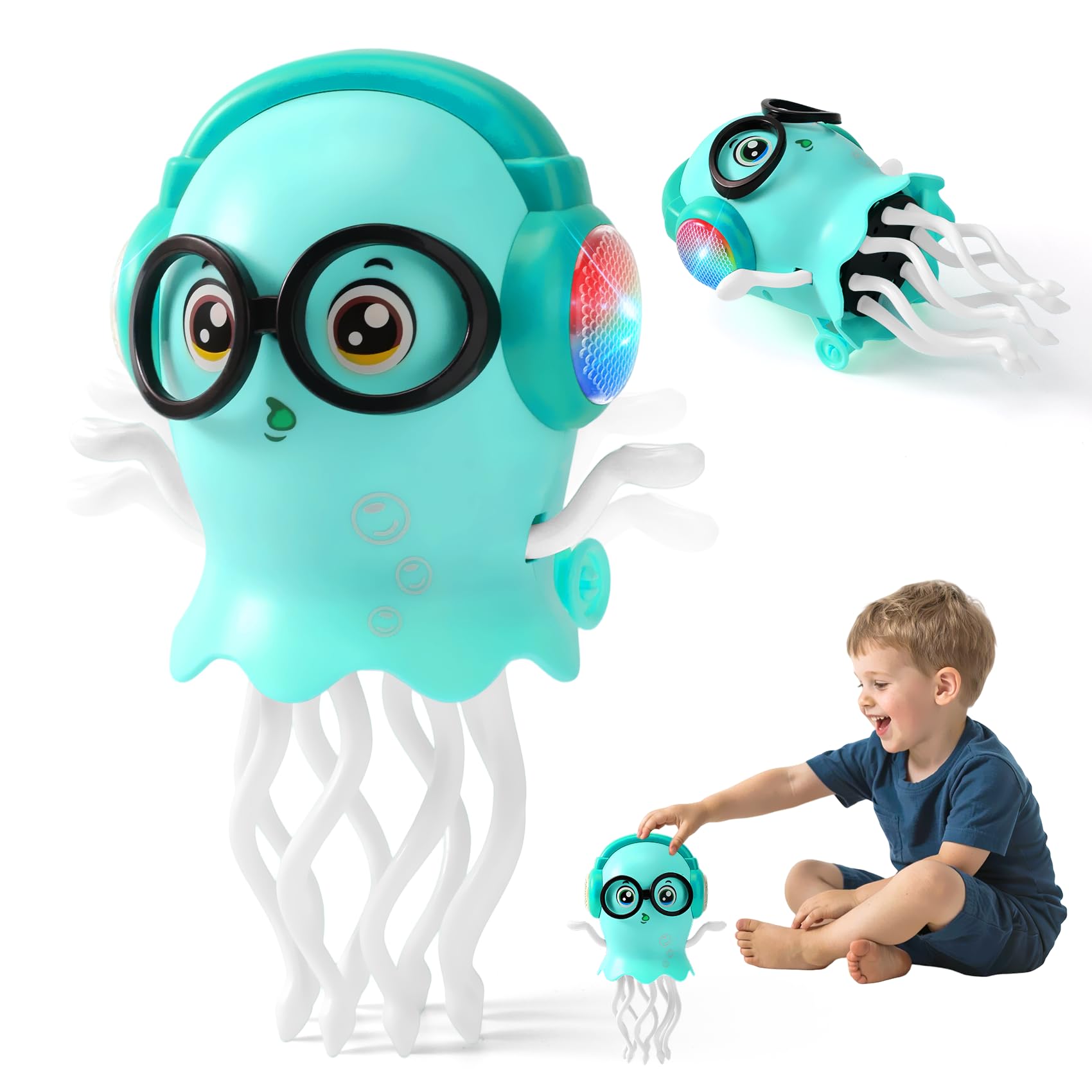 Medusa Dancing Eléctrica, Nuevo Juguete con Luces LED y Música, 2 modos de pie y Rampa, Juguete Bebé Medusa, Regalo para Niñas y Niños (Naranja) — view 9