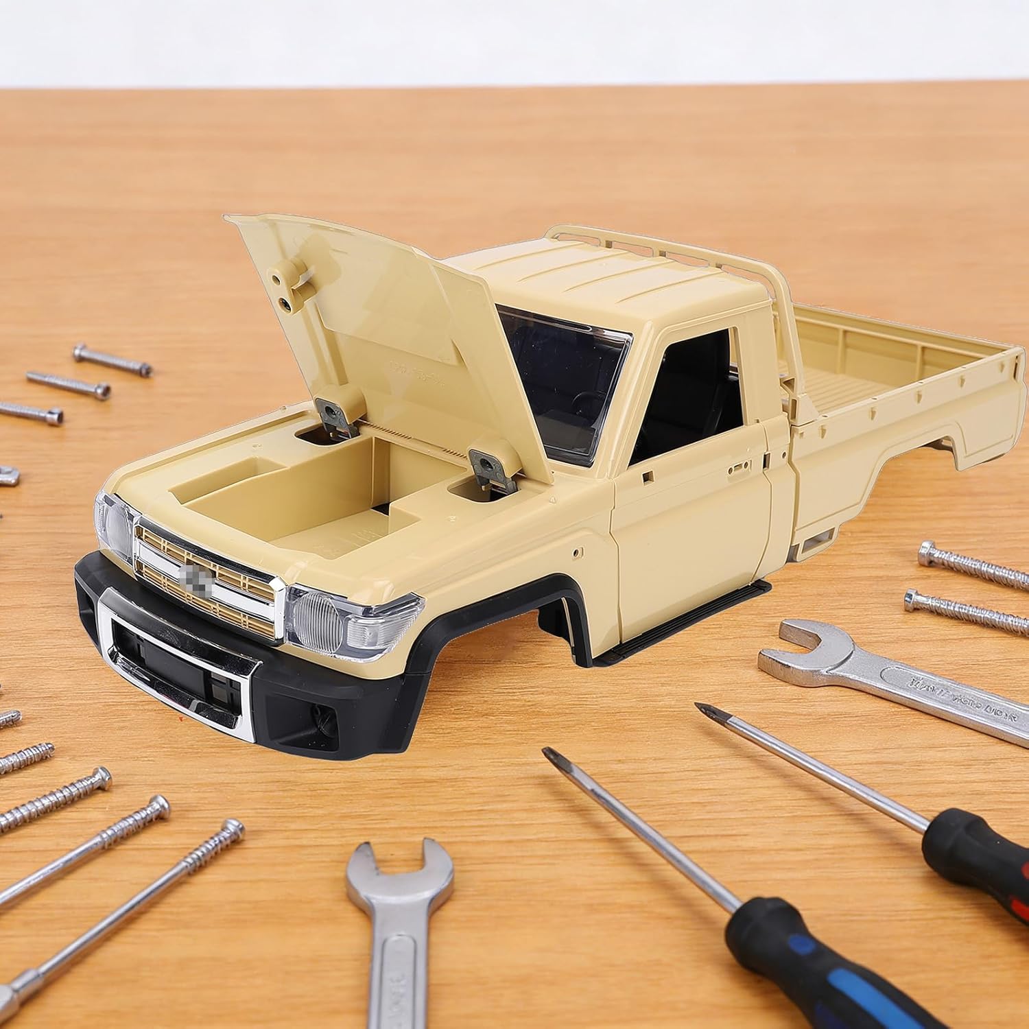 Drfeify RC Truck Body Shells, 1/12 Scale Durable PP Plastic Casing Kit with Mirrors for Remote Control Pickup Car (Yellow)