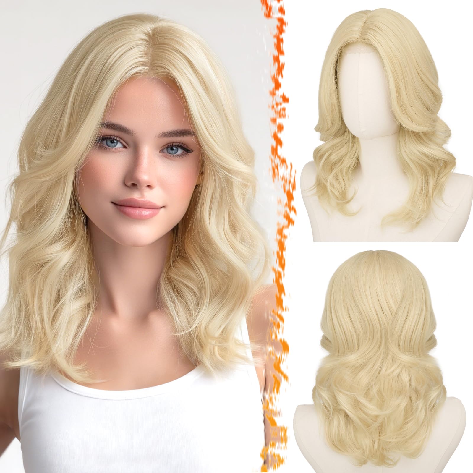 BARSDAR Short Wavy Brown Ombre Layered Wig - Shoulder Length Wavy Brown Wigs for Women - Short Loose Wave Textured Layered Wig with Face-Framing Curtain Bangs Soft Synthetic Natural Looking Daily — view 20
