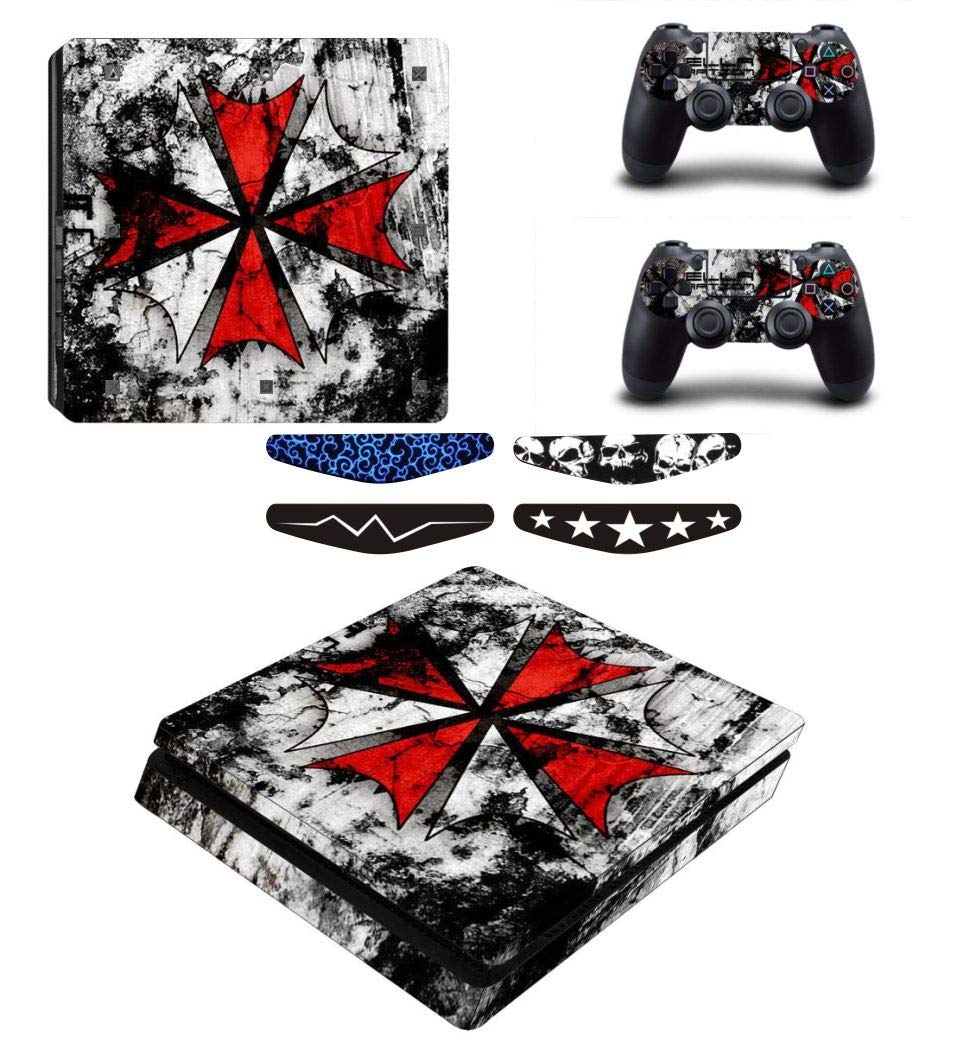 Elton Resident Evil Umbrella Corps Theme 3M Skin Sticker Cover for PS4 Slim Console and Controllers Full Set Console Decal Stickers for Front & Back 4 Led bar Decal +2 Controller Decal Cover (B08WLXH1DD) Amazon Price History, Amazon Price Tracker