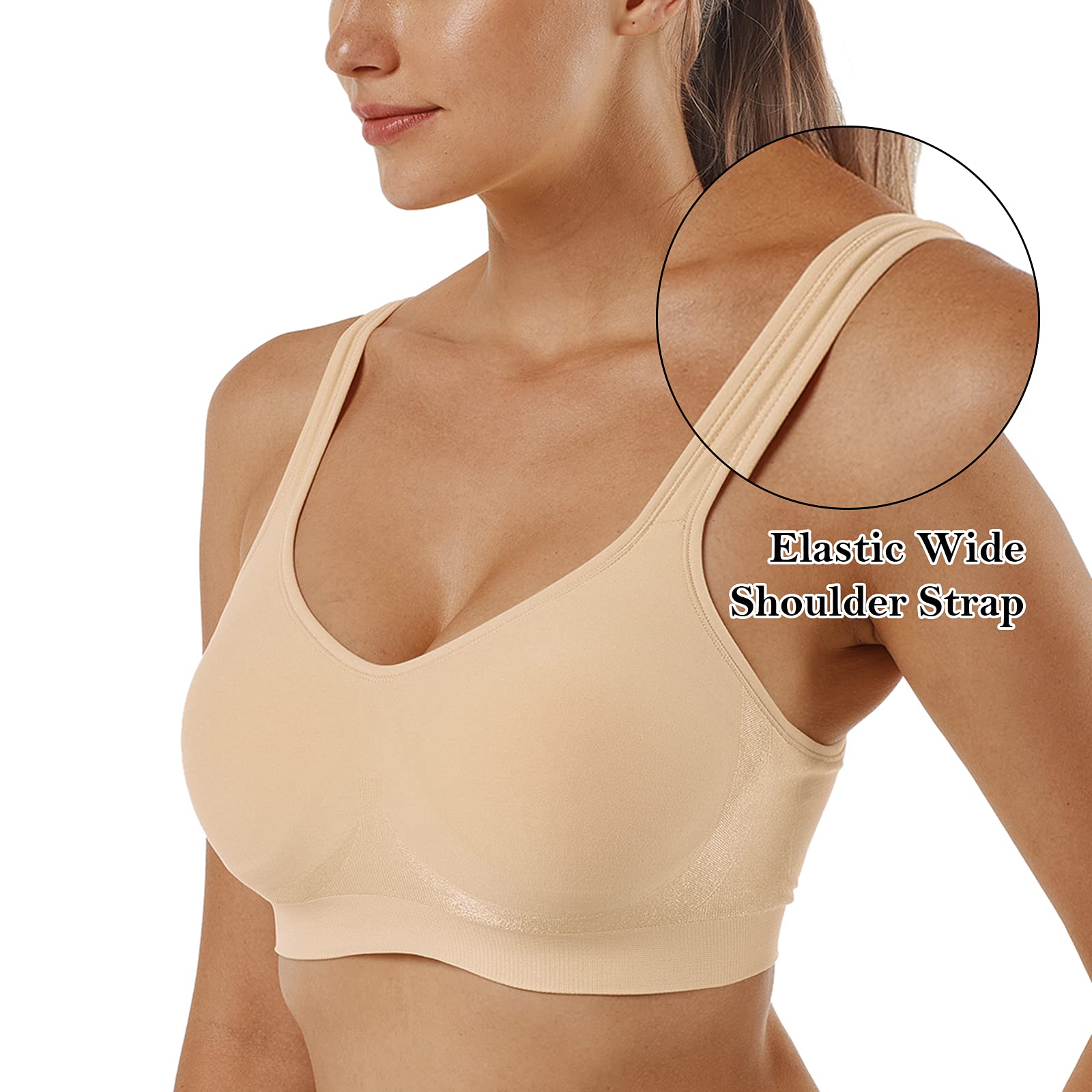Vertvie Femme Lot de 1/3 Soutien-Gorge Sport Rembourré Push Up Lingerie Brassière sans Armature sans Couture Tank Top Bustier Bretelles Dos Croisé Pad Amovible
