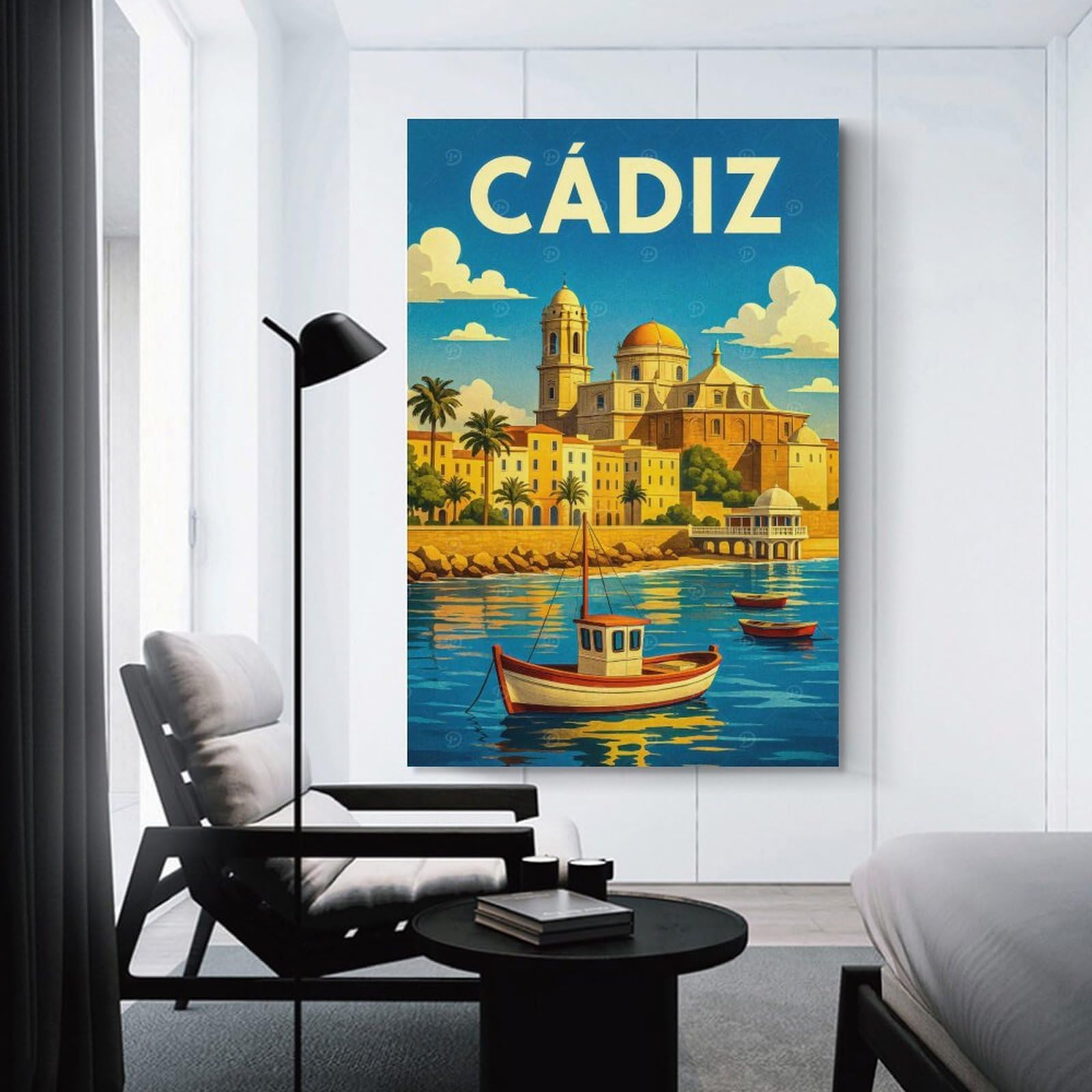 Junmoney Cádiz Travel Hanging Wall Art, 24x36inch(60x90cm), for Gallery Wall Decor And Room Displays, Home Wall Art for Statement Displays