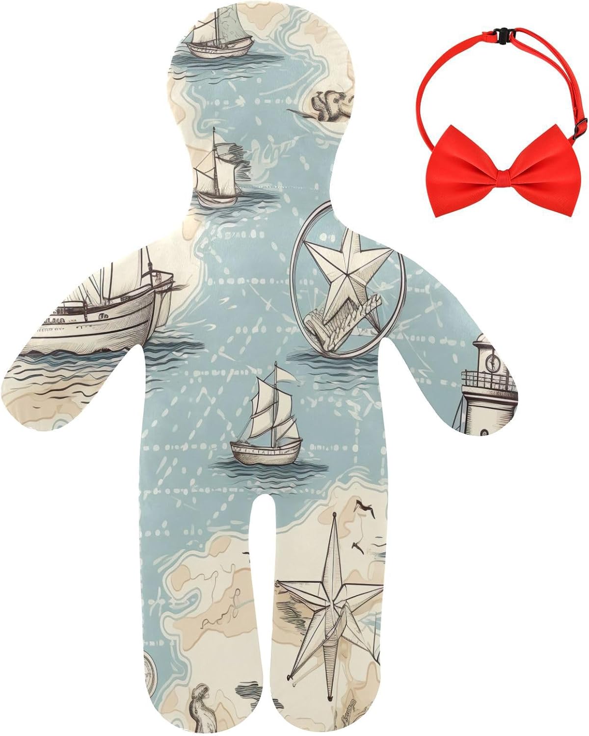 Nautical Map Human-Shaped Pillow Soft Body Pillows Washable Velvet Pillows for Anxiety Relief Sleeping Cuddling & Support