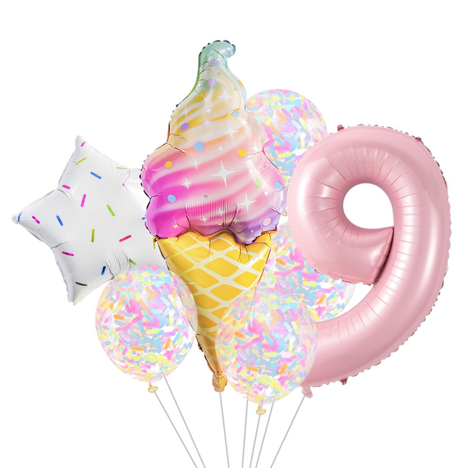 Tsophreniq Sweet Theme Foil Balloons Set with Ice Cream and Star for Fun Celebrations Ice Cream Foil Balloon