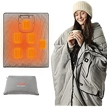ZonLi 加热毯电池供电,用于超级碗和户外无绳电动投掷,50"x60"可穿戴充电,用于露营尾随,防水机洗（深灰色）