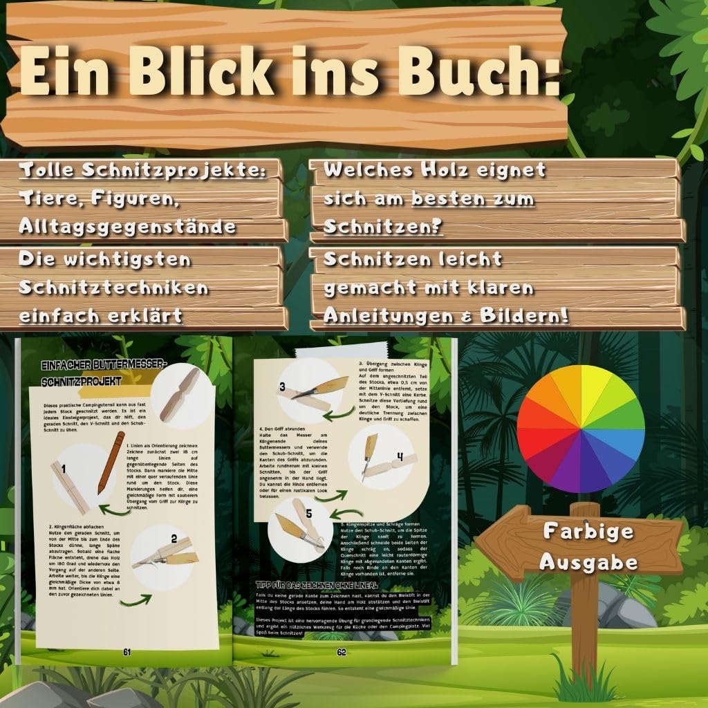 Schnitzen lernen für Kinder: Entdecke anfängerfreundliche Holzprojekte mit kindgerechter Schritt-für-Schritt-Anleitung – sicher & spielerisch mit Holz ... Projekte umsetzen | Schnitzspaß garantiert