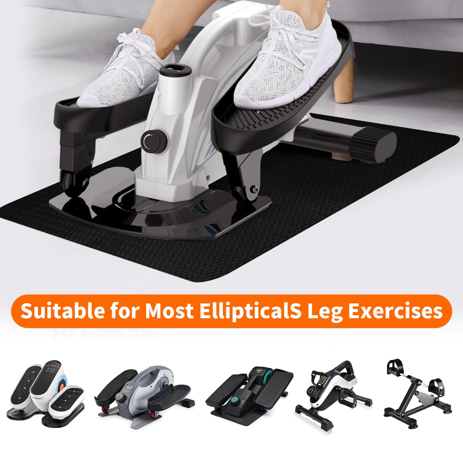 Double-Side Non-Slip Workout Mat for Elliptical Machine, Stepper Mat for Under Desk Ellipticals, Foot Peddler Ellipse Leg Exerciser Mats, Enhanced Stability & Floor Protection