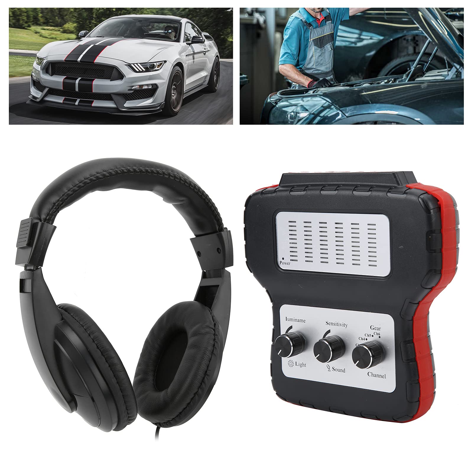 Probador De Ruido Automotriz, Multicanal 100Hz-10kHz Estetoscopio Electrónico De Coche De PVC ABS Confiable De Cobre Para Taller De Reparación